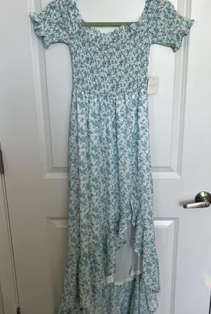 NEW Altar’d State White and Blue Floral Maxi Dress Size Small NWT thumbnail 5