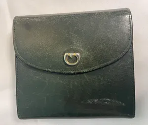 Vintage St.Thomas Buffalo Calf Leather Wallet Green Snap Closure Coin Purse BinB thumbnail 1