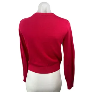 Madewell Women's Pink Crew Neck Long Sleeve Button Down Cardigan Sweater Top XS thumbnail 4