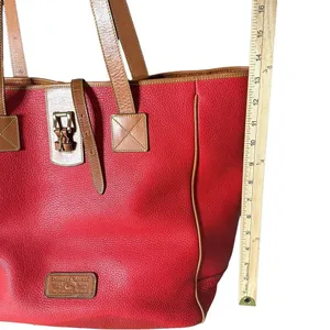 Dooney & Bourke Vintage Large Purse‎ Red Pebbled Leather Tote Bag Adjustable thumbnail 8