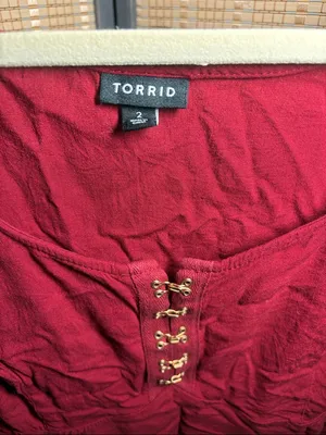 torrid Deep Red Sleeveless Hook-Front Tank thumbnail 2