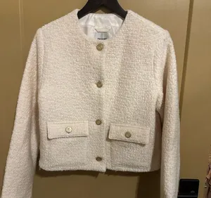 NWT Abercrombie & Fitch Collarless Boucle Wool Blend Short Jacket NWOT Size M thumbnail 2