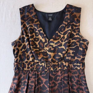 Alfani Womens 100%‎ Silk Leopard Print V-Neck Pleated A-Line Dress Brown Black 8 thumbnail 6