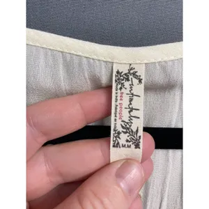 Free People Bodysuit Womens Medium Ivory Cleo Draped Split Neck Short Sleeve B55 thumbnail 5