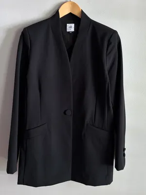 Cabi Black Longline Blazer Size 8 Tailored Tuxedo Jacket Career Minimalist thumbnail 1