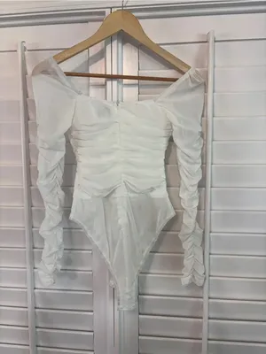 Princess Polly White‎ Mesh Bodysuit Size 4 thumbnail 3