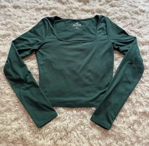 Hollister Women's Long Sleeve Square Neck Top - Dark Green thumbnail 1
