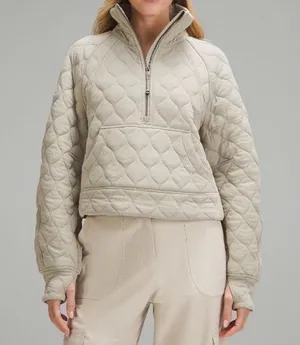 lululemon athletica Quilted Scuba Half-Zip Pullover - Light Taupe thumbnail 1