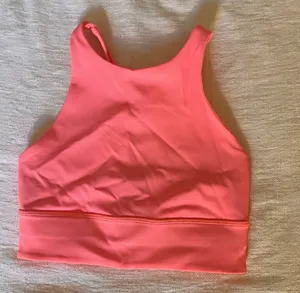 Coral Sunset Ribbed Long Line Energy Bra thumbnail 3