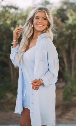 These Three Boutique Blue Silk Dress & Collared Shirt thumbnail 4