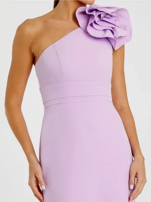 Mac Duggal 49966 Purple One Shoulder Gown With 3D Flower sz 10 thumbnail 2