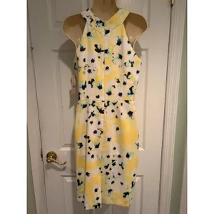 Katherine Kelly‎ Kennedy Dress 6 Yellow Floral Halter Sheath Seaside Breeze NWT thumbnail 5