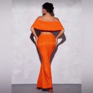 Elegant Orange Women's Top & Skirt Set thumbnail 4