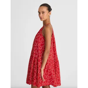 Madewell Drop Waist Mini Dress Polka Dot Trapeze Relaxed Festival Red Medium NWT thumbnail 3