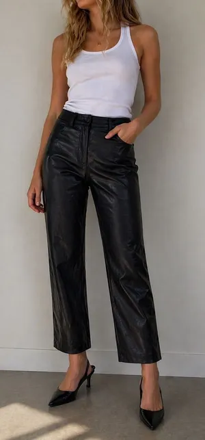 Wilfred Melina Black Vegan Leather High Rise Straight Leg Pants Size 8‎ thumbnail 1