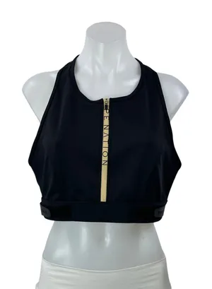 PE Nation Women's Black Full Zip Racerback Athletic Crop Top Sports Bra Size XL thumbnail 1