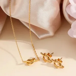 304 stainless steel knot knot 18k real Gold Plated Classic style waterproof non tarnish thumbnail 3