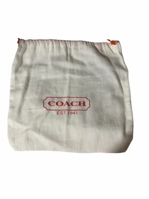COACH Cream Drawstring Dust Bag with Coral Logo thumbnail 2