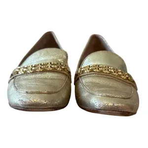 Tory Burch Gemini Link Metallic Gold Loafers‎ 9 thumbnail 2