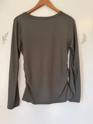 Maternity Olive Green V-Neck Long Sleeve Top Medium thumbnail 4