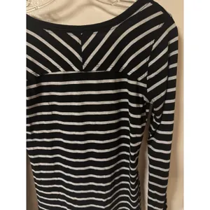 Free‎ People Women's Black And White Striped Top Laced Cut Out Sleeves Size L thumbnail 9