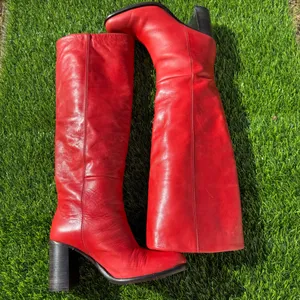 Free People Grayson Red Knee High Boots Leather EU 37 Block Heel thumbnail 2