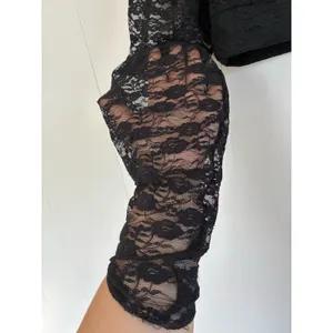 Black Floral Lace Crop Top Sheer Long Sleeve Gothic Romance Aesthetic - Size XXL thumbnail 4