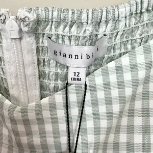 Gianni Bini Gingham Babydoll Dress Green & Ivory Long Sleeve Sz 12 NWT Kennedy thumbnail 4