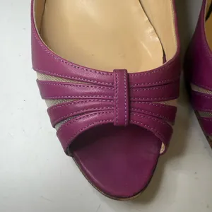 CHRISTIAN LOUBOUTIN Vintage Y2K Fuchsia Purple Peep-Toe Wedges Mesh Cutouts 40.5 thumbnail 9