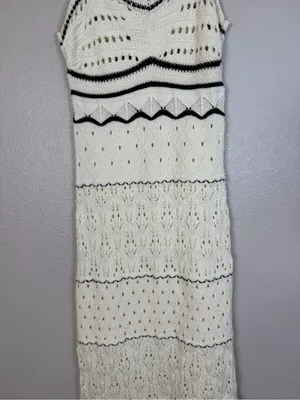 Commense Paros Crochet Eyelet See Through Midi Dress size XS NEW $50 thumbnail 8