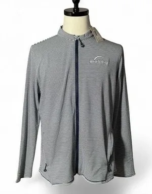 Peter Millar Workday Full Zip Jacket Womens XL Navy White Stripe UPF 50 Sport thumbnail 1
