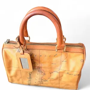 Alviero Martini 1 Classe Geo Classic Boston Bag Map Print Leather Satchel thumbnail 8