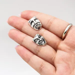 Silver Theatrical Mask Stud Earrings thumbnail 4
