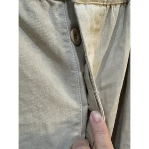 Free People High Rise Super Wide Leg Cuffed Khaki Trousers Pleated Size Large thumbnail 4