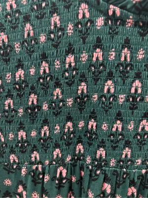 Boden Green Smocked Floral Blouse size 8 thumbnail 6