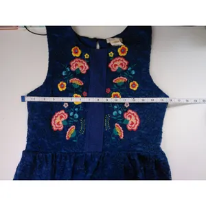 Altar'd‎ State Blue Lace Embroidered Floral Boho Mini Dress Sleeveless Large thumbnail 5