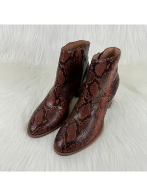NWOB Madewell The Rosie Snake Embossed Leather Ankle Boots US 8.5 Dark Cinnabar thumbnail 4