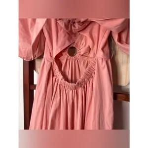 Abercrombie and Fitch O-Ring Backless Midi Puff Sleeve Dress Pink thumbnail 8