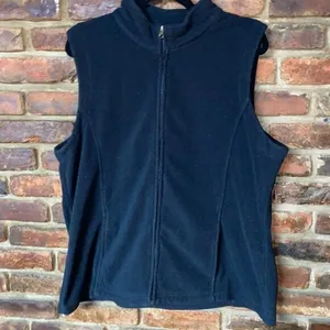 Kinetic Plus Solid Black Fleece Full Zip Sleeveless Vest Women's thumbnail 1