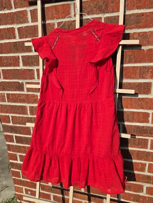 Knox Rose Red Floral Embroidered V-Neck Flutter Sleeve Dress | Size M thumbnail 9