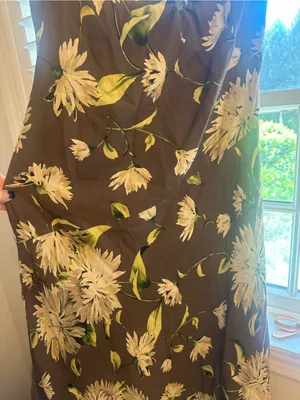 Ellen Tracy Paneled Asymmetric-Hem Midi Dress size 8 nwt brown floral lined silk thumbnail 4