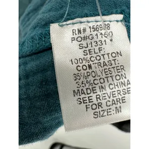 Sewn + Seen Whiskey Shacket Teal Blue‎ Cotton Gauze Mixed Media Waffle Knit Sz M thumbnail 8