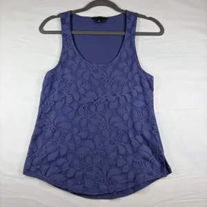 Banana Republic Purple‎ Lace Front Tank Top Sleeveless XS Floral Purple Bohemian thumbnail 2