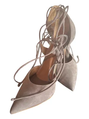 Steve Madden Raela Suede Lace-Up Pointed Toe Heels in Taupe thumbnail 1