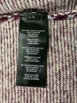 Frye Burgundy Open-Front Cardigan with Cream Geometric Trim Size XL thumbnail 5