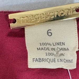 Magaschoni Womens Burgundy 100% Linen Side Cutout Drawstring Maxi Dress Size 6 thumbnail 4