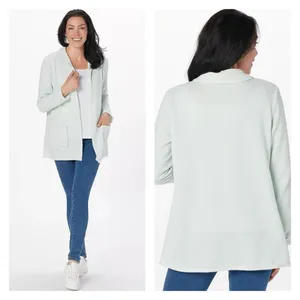 Koolaburra by UGG French Terry Open‎ Front Cardigan Women's M Mint Green Cozy thumbnail 2