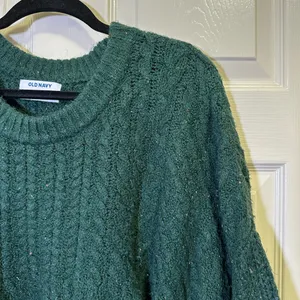 Old Navy Cable Knit Blouson Sleeve Cozy Oversized Sweater Size XXL Green thumbnail 2