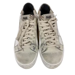 P448 Thea Platform Sneakers White Leather Metallic Heel Size 38/ US 7.5/8‎ thumbnail 2