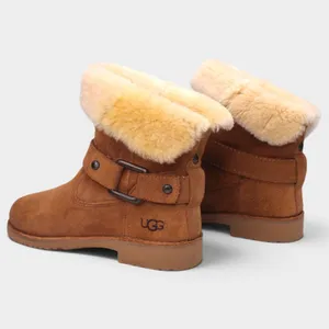 UGG Cedric Womens 8 Chestnut Suede Sheepskin Cuff Buckle Boots thumbnail 14